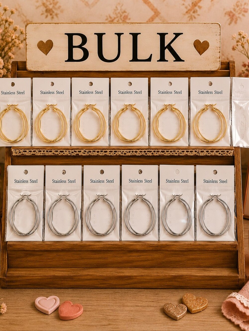 BULK Stainless Steel Hoop Earrings – Gold and Silver